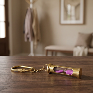 NauticalMart Brass Hourglass Keychain With Purple <b>Sand</b> <b>Timer</b> Carabiner For Christmas Birthday Easter New Year Gift - Product Image 6