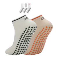 Chaussettes sans couture à logo brodé personnalisé, côtelées numériquement, antidérapantes, respirantes, avec semelle intégrale en silicone à pois pour yoga et pilates