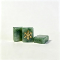 Jeu de tuiles de mahjong américaines en résine verte jade personnalisées, étiquette privée, petite série