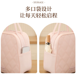 Portable Insulated <b>Lunch</b> Bag Large Capacity For Commuters Office Workers Outdoor Use Semicircle Pink Beige Gray Black - Product Image 4