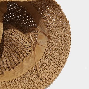 Chapeau <span class=keywords><strong>de</strong></span> soleil d'été pour femme, style pêcheur, en paille faite à la main, pliable, couleur unie, simple, respirant, coupe-vent, idéal pour la plage et les vacances en bord <span class=keywords><strong>de</strong></span> mer - Product Image 6