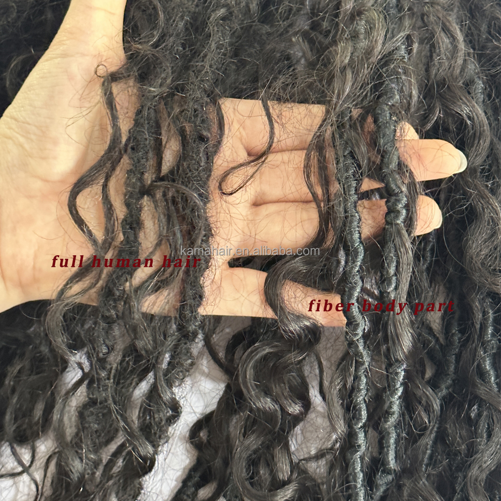 Vast Hair KAMA Wholesale Human Hair+synthetic Loc 0.6cm Crochet Braiding Hair Extensions Soft Curly Faux Boho Goddess River Locs thumbnail 3