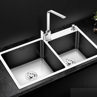 SANIPRO Usine Prix Favorable Quartz Composite Pierre Bassin Cuisine Comptoir Installation Double Bols Évier Comprend Égouttoir