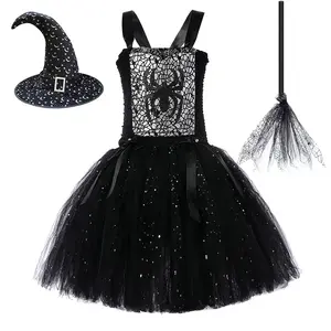Spider Wizard Tutu Horrible Dress Black Witch Costume For Kids Halloween Party Cosplay Costumes