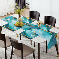 Ensemble de 4 sets de table en tissu marbré turquoise, 12x18 pouces, bleu sarcelle et or, art abstrait moderne, sets de table lavables pour la décoration de la maison