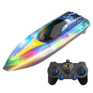 Flytec V555 fast RC boat led light Remote Control Racing Boat Waterproof high speed boat Model Toys ship for pool lake