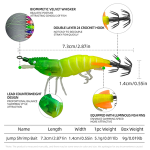 Leurre de pêche en eau salée phosphorescent en forme de <span class=keywords><strong>crevette</strong></span>, calmar ou <span class=keywords><strong>crevette</strong></span> artificielle, avec billes sonores, pattes souples et aile de queue - Product Image 6