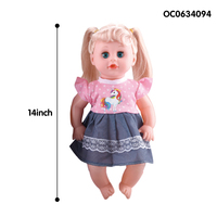Muñecas de vinilo de cuerpo completo para niñas, pelo largo de 14 pulgadas con botella de leche
