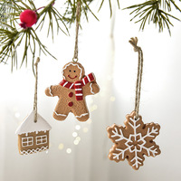 Nouvelles décorations de Noël en résine de haute qualité : pendentifs lumineux miniatures en forme d'homme en pain d'épices, flocon de neige et cloche pour bricolage d'arbres de Noël