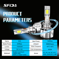 SFIDA KA5 Nouveaux phares de voiture LED 12V 100W 6000K avec 10000 lumens, ajustement universel et emballage personnalisable - Forme d'ampoule H4