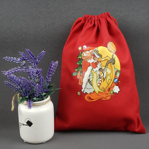 Red Medium Canvas Cotton Drawstring <b>Bag</b> Custom Logo <b>Heat</b> Transfer Eco-Friendly Foldable Fruit <b>Bag</b> Yoga Class Cotton <b>Bag</b> - Product Image 5