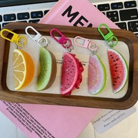 Gantungan Kunci Resin Simulasi Buah Lucu Grosir, Kiwi Jeruk Semangka Realistis, Ornamen Gantung Warna-warni untuk Tas