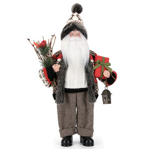 Décoration de Noël 2025 : Père Noël en feutre vintage marron dans une cheminée, en vente chaude - Product Image 3