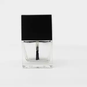 Пустая стеклянная бутылка для лака для ногтей 13cc мини-квадратный косметический контейнер с пластиковой крышкой для кисти
