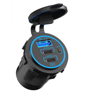 Chargeur de voiture QC3.0 avec affichage du voltmètre numérique LED et interrupteur tactile 12V 24V pour téléphone