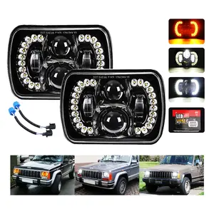 DOT מאושר 60W 5X7 7X6 מלבני LED הפנסים Hi lo קרן Halo כיכר פנס עבור Jeep XJ YJ