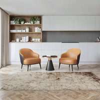 Ensemble de chaises de salle à manger ergonomiques en métal de qualité commerciale et table ronde avec revêtement en cuir pour bureau à domicile et bar à domicile