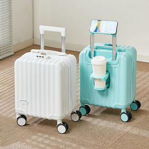 Modern 14 Inch ABS PC Small Trolley Luggage with Spinner Fashionable Wholesale Boarding <b>Suitcase</b> Featuring Cup Phone Holders - Product Image 2