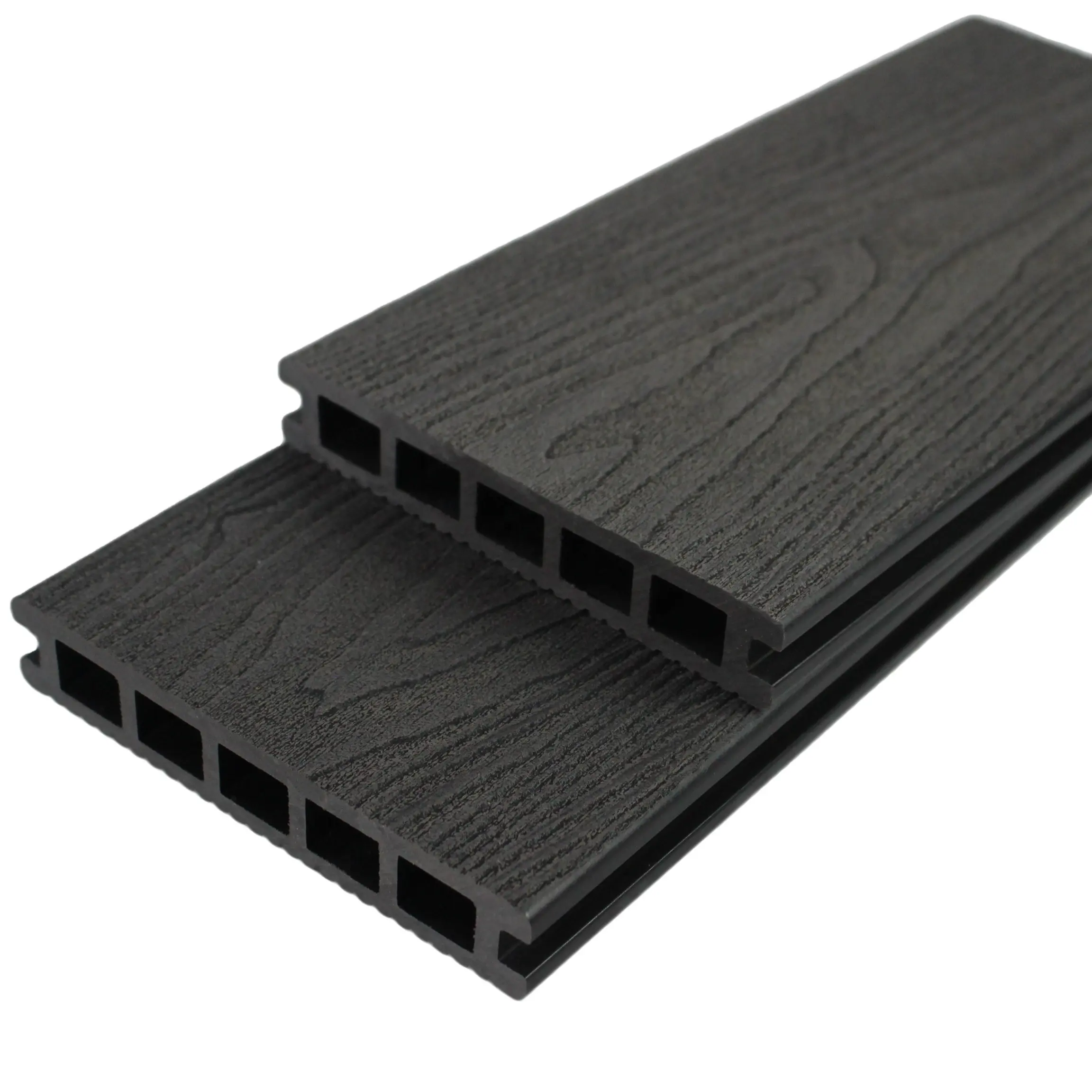 Nova barato quadrado oco Decking composto com padrão de grão de madeira em relevo profundo 3D bordo wpc