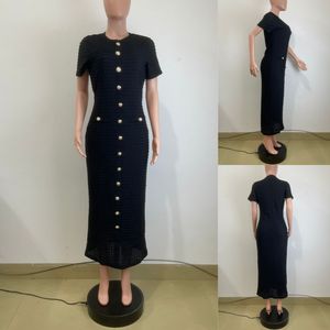 Y6048 Ultimo Modello di Abito Lungo Estivo Elegante con Maniche Corte, Monopetto, Sexy, Aderente, Collo Tondo per Feste - Product Image 3