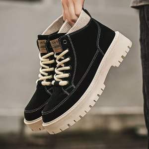 Botas Nuevas para Hombre, Estilo <span class=keywords><strong>Caballero</strong></span> Simple, Tobilleras, Retro, con Cordones, Transpirables, Antideslizantes, Zapatos Casuales <span class=keywords><strong>de</strong></span> Moda - Product Image 3