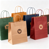 Sac en carton kraft recyclé avec poignée, logo personnalisé imprimé, faible MOQ, vente en gros, emballage pour le shopping