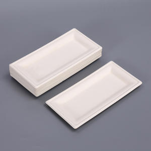 Vaisselle jetable personnalisée en pulpe de canne à sucre, assiettes carrées compostables 100% biodégradables pour fêtes - Product Image 3