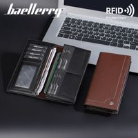 Dompet Panjang Baru Baellerry 2026 untuk Pria, Dompet Pria Minimalis Tipis, Dompet Bisnis Pendek Lipat Dua dengan Kantong Koin Ber-resleting