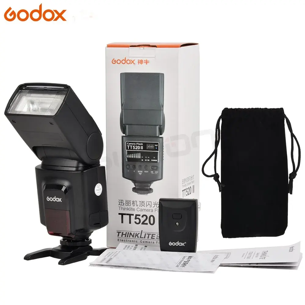 Godox TT520 II 플래시 TT520II 내장 433MHz 무선 신호 + 캐논 니콘 펜탁스 올림푸스 DSLR 카메라용 플래시 트리거