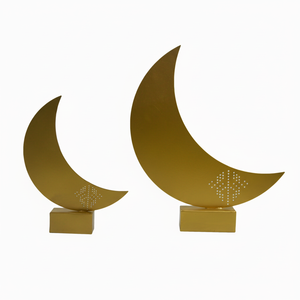 Artículo decorativo de Metal minimalista moderno con centros de mesa en forma de Luna y decoración de oficina Juego dorado brillante de 2 accesorios de mesa - Product Image 1