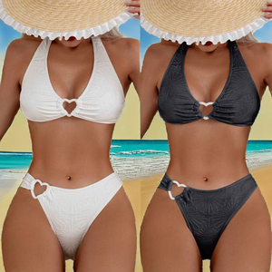 Conjunto de Bikini de 2 Piezas con Estampado de Leopardo, Diseño Hueco, 5 Colores, Decoración Bordada, Secado Rápido, Ecológico, para la Playa - Product Image 2