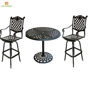 Yoho moderne 3 pièces ensemble de bistro chaises de bar en fonte d'aluminium de patio extérieur durables avec tabouret haut nouveau style de meubles de salle à manger - Product Image 1