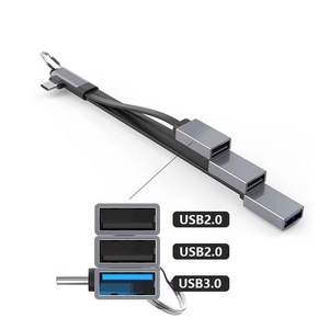 3 in 1 USB C ハブ 3A急速充電 PVC編組カードリーダーアダプターケーブル Type-C USB 3.0 2.0 ハブ SDカード、マイクロSD、TFカード対応 モバイル用 - Product Image 2