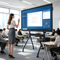 Tableau blanc interactif numérique intelligent avec écran tactile pour conférences, disponible en version murale ou sur pied, pour entreprises et salles de classe