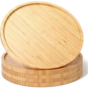 Bamboo Round Plate Set Eco-Friendly Food Serving Board for Cheese Appetizer Kitchenware