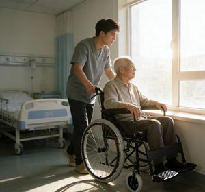 廉价批发轻型轮椅 24 英寸碳钢防滑，适合老年人、残疾人和卧床人士 - Product Image 1