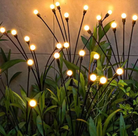 Solar Powered Firefly Swaying by Wind 8 LED Light Starburst RGB Cambiable Decorativo Romántico Césped Bombilla Lámpara para Boda Patio