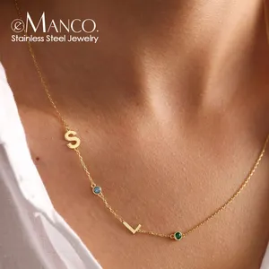 Collana personalizzata con lettera di pietra di nascita 14k oro acciaio inossidabile nome personalizzato collana iniziale con pietra di nascita