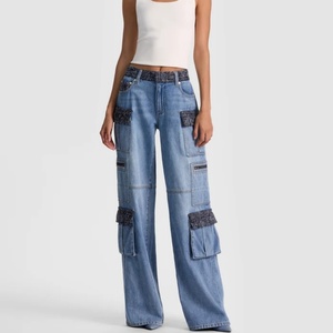 Jeans de Mujer Estilo 2025, Holgados, de Cintura Alta, al por Mayor, Personalizados, con Costuras, Tipo Cargo - Product Image 1