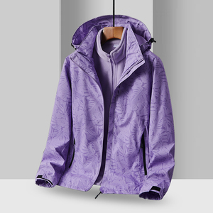 Chaqueta más ropa de Montañismo al aire libre acolchada de terciopelo para hombres y mujeres a prueba de viento e impermeable tres en uno desmontable caliente - Product Image 3