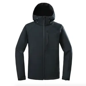 Mens Custom Sports Wear Breathable Windproof Water Resistant Waterproof 5000mm Hooded Outdoor Full Zipped Softshell Jacket