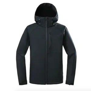 Chaqueta deportiva personalizada para hombre, ropa transpirable resistente al viento, impermeable, 5000mm, con capucha para exteriores, con cremallera completa, Softshell