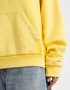 Felpe con Cappuccio da <span class=keywords><strong>Donna</strong></span> 50% Cotone 50% Poliestere Manica Regolare Oversize Premium Peso Pesante in Giallo - Product Image 3