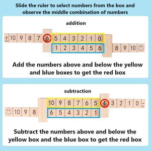 Regla de madera Montessori para restar matemáticas, juego de matemáticas, operación de números, palo de conteo, juguetes para niños y niñas - Product Image 4