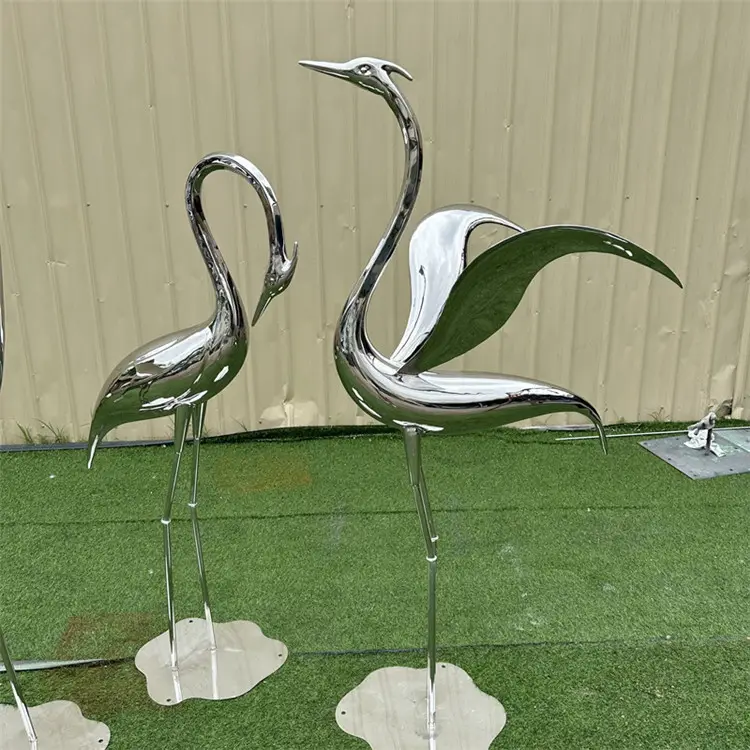 מודרני עיצוב חיצוני גדול Staues נירוסטה פסלי ציפורים עבור גן קישוט