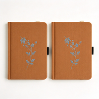 Carnet A5 avec couverture textile, motif floral brodé, couverture rigide, journal de voyage, cadeau
