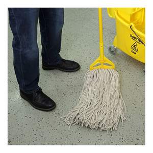 Boardwalk 32oz White Economical <b>Flat</b> <b>Mop</b> <b>Head</b> Cotton Fiber with Handle Rectangle Design for Home Use 12/Carton - Product Image 1