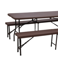 Ensemble de demi-table et banc en plastique pliable, Design en rotin de 180cm, vente en gros
