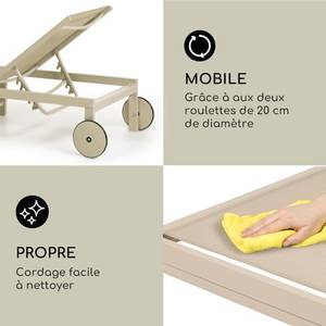 KD Chaise longue en aluminium avec coussin en tissu Chaise de plage de loisirs avec grandes roues pour jardin Relaxation en plein air - Product Image 5