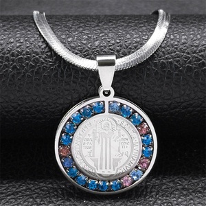 Collar de Diamantes Cultivados en Laboratorio con Cadena Fina de Serpiente de Acero Inoxidable, Antienvejecimiento, Religioso, para Hombres y Mujeres - Product Image 2